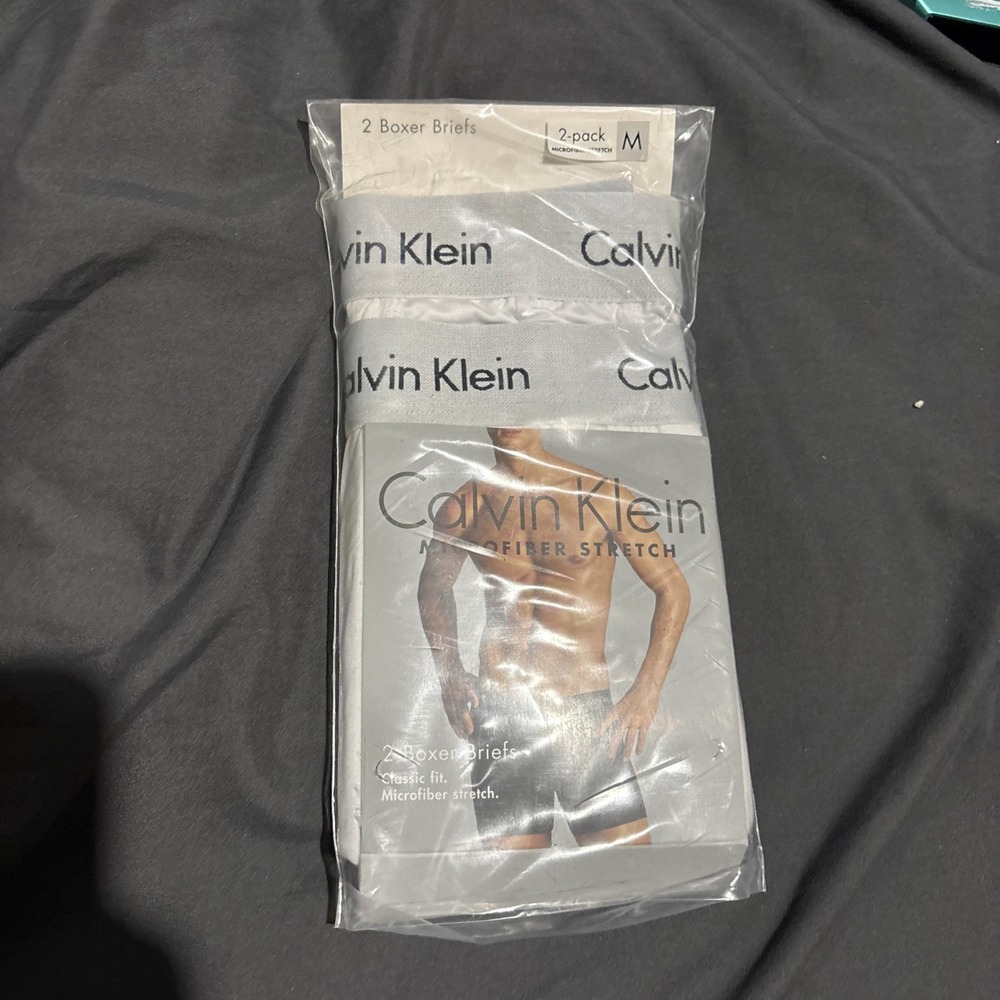 Calvin Klein 2 Pack Boxer Briefs Mens Medium White Cotton Stretch New
